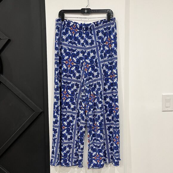 NWT New York & Company Wide Leg Flowy Printed Palazzo Pants Boho Size Large - Picture 1 of 5